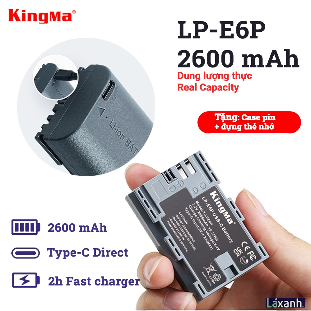 PATONA 2 x Platinum accu LP-E6P LP-E6NH 2600mAh USB-C ingang