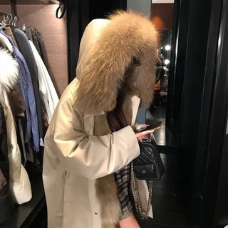 Áo khoác parka phối lông cao cấp có mũ dày dặn ấm áp sang trọng