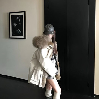 Áo khoác parka phối lông cao cấp có mũ dày dặn ấm áp sang trọng