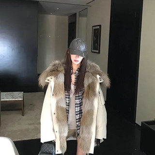Áo khoác parka phối lông cao cấp có mũ dày dặn ấm áp sang trọng