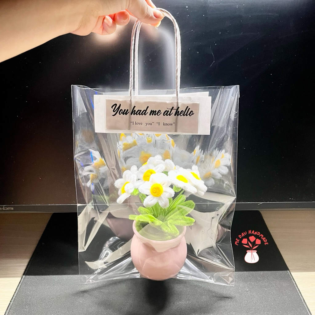 [Thành phẩm] Chậu (Lọ) Hoa Kẽm Nhung mini Thủ công Handmade Làm Quà tặng Decor Trang trí nhà, bàn học, bàn làm việc