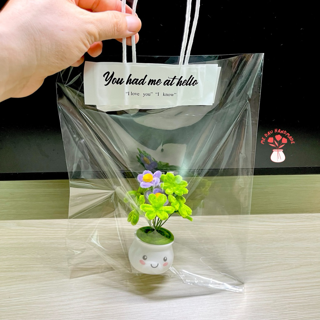 [Emoji Ngẫu nhiên] Chậu Hoa Kẽm Nhung Thủ công Handmade - Làm Quà tặng - Decor Trang trí nhà cửa, bàn học, bàn làm việc