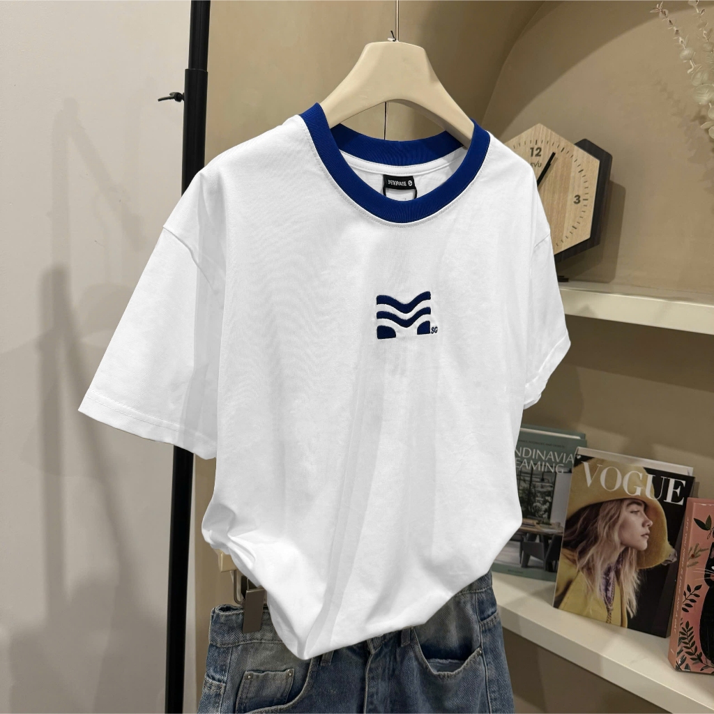 Áo Thun Mirage Trắng Logo Xanh Trendy Local Brand Chất 100% Cotton Mềm Mịn Thoáng Mát.