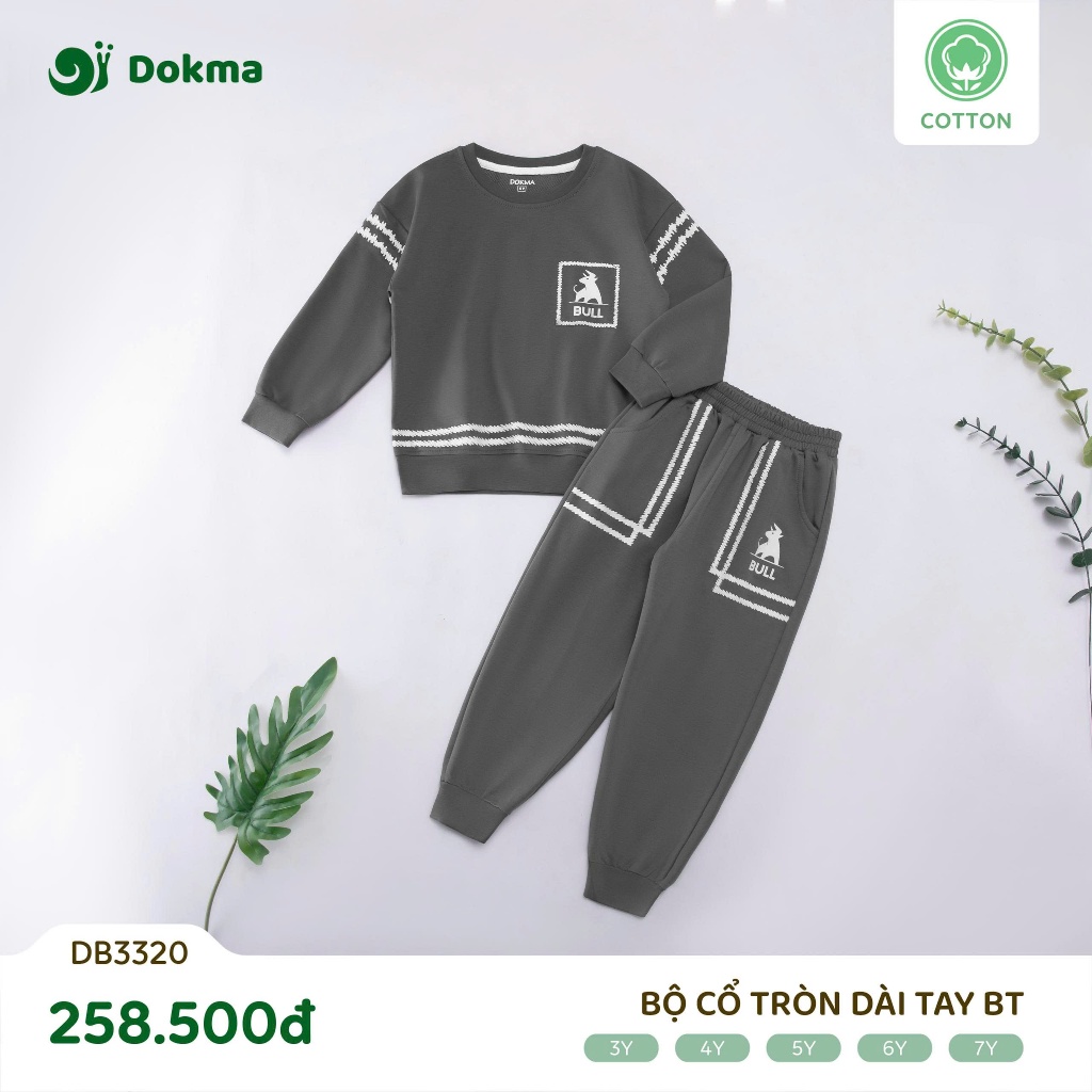 (13-25kg, 3-7Y) Bộ Dài Tay Chất Nỉ Mỏng, Da Cá Bé Trai Dokma DB2362 DB3320 DB3332 DB3841 DB3206