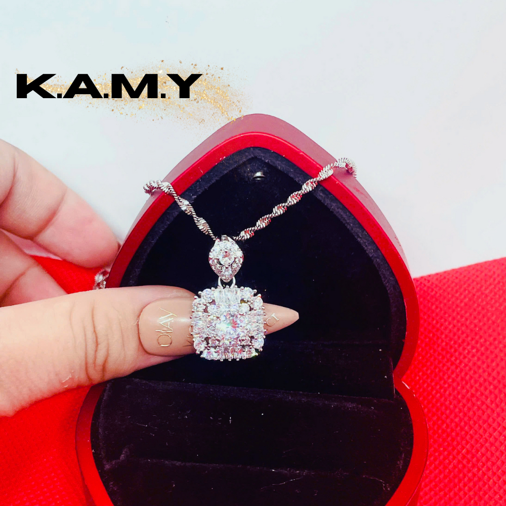 Bộ Dây Chuyền Nữ Mặt Vuông Đính Đá CZ Sang Trọng – Trang Sức Thời Trang Cao Cấp Quà Tặng Người Yêu