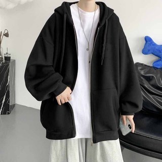 Áo khoác chống nắng nam nữ Form rộng chất vải dạ Nỉ dày dặn Phối Dây Kéo Trơn K1