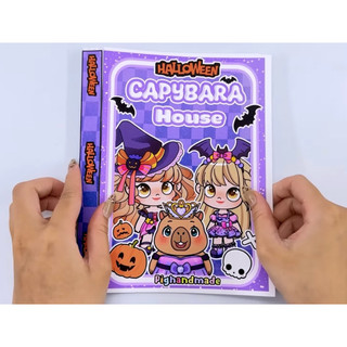 Đồ chơi bóc dán Halloween - Nhà Capybara cute 😍 - Búp bê giấy