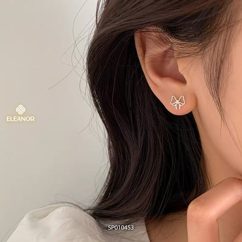 Bông tai nữ chuôi bạc 925 Eleanor Accessories hình nơ phụ kiện trang sức khuyên tai mini 10453