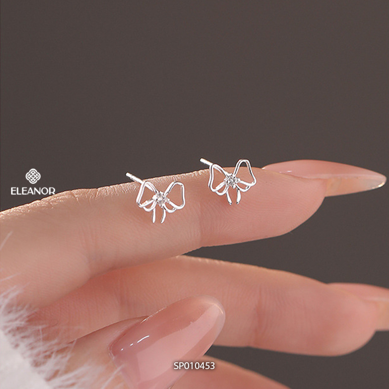 Bông tai nữ chuôi bạc 925 Eleanor Accessories hình nơ phụ kiện trang sức khuyên tai mini 10453