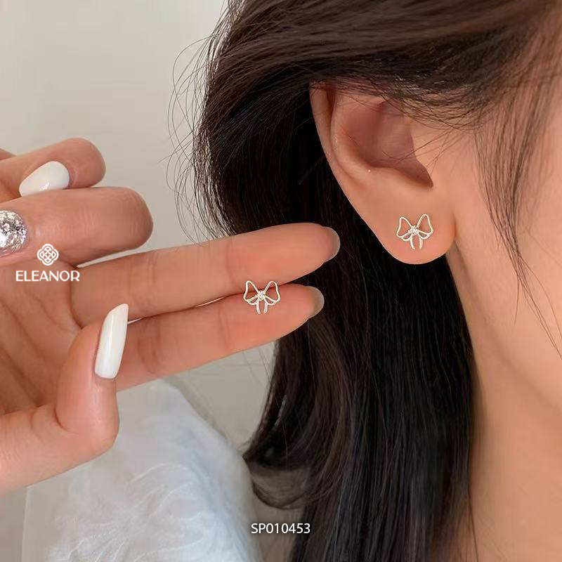 Bông tai nữ chuôi bạc 925 Eleanor Accessories hình nơ phụ kiện trang sức khuyên tai mini 10453