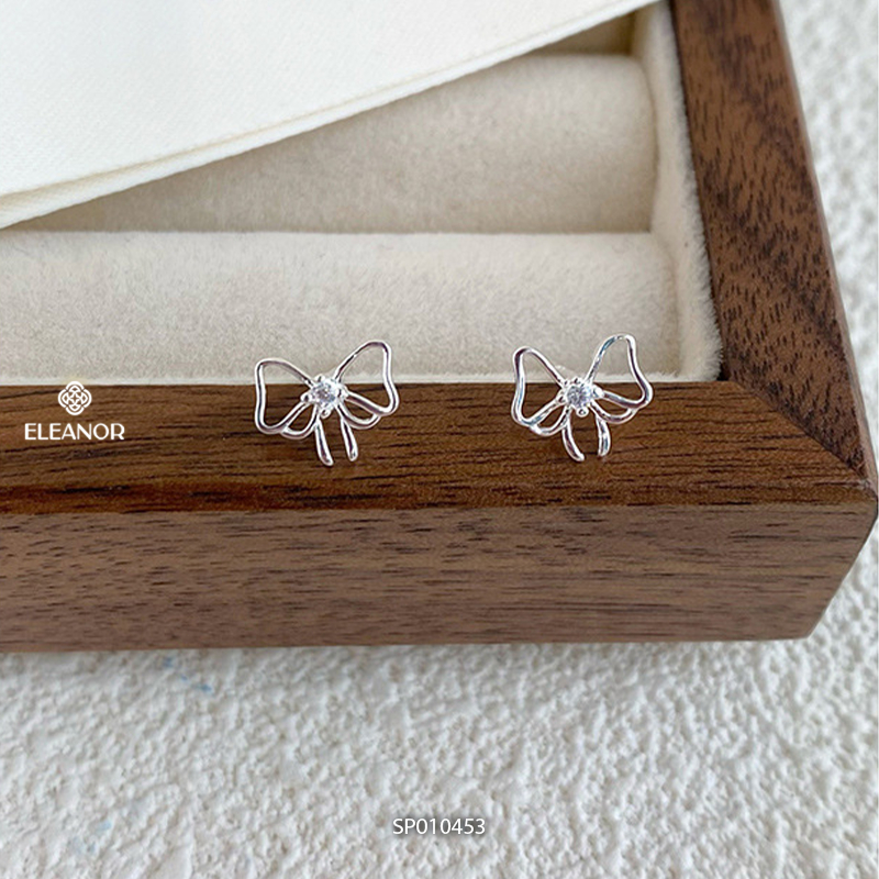 Bông tai nữ chuôi bạc 925 Eleanor Accessories hình nơ phụ kiện trang sức khuyên tai mini 10453