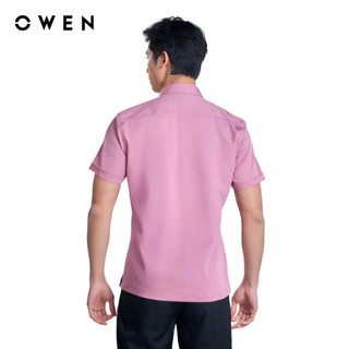 OWEN - Áo sơ mi ngắn tay Body Fit AB250083NT màu Hồng đậm chất liệu Viscose-Polyester-Spandex