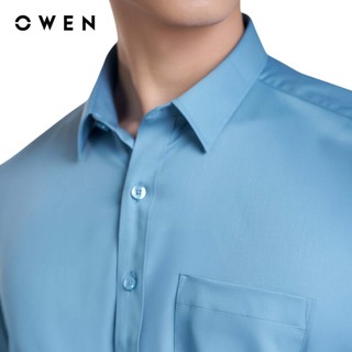 OWEN - Áo sơ mi ngắn tay Body Fit AB250086NT màu Xanh đậm chất liệu Viscose-Polyester-Spandex