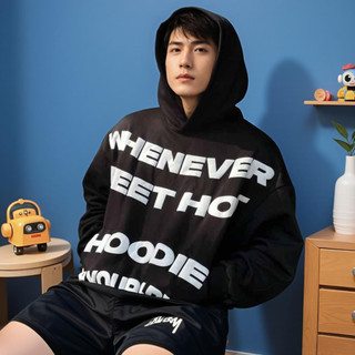 Áo hoodie nam nữ fom rộng in chữ nổi whenever mặc nhóm cặp đôi trẻ trung 3 màu đen, đỏ, xanh SSL