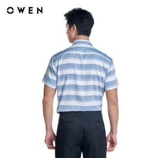 OWEN - Áo sơ mi ngắn tay Body Fit AB250114NT màu Xanh chất liệu Polyester Nano