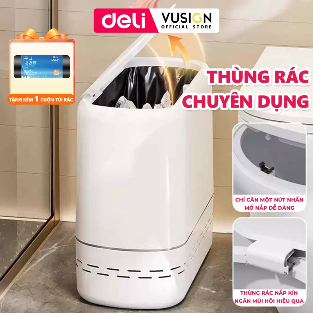 [TẶNGTÚI RÁC] Thùng Rác Nắp Bật Nhấn Nút 15L DELIxVUSIGN chống thấm khử mùi thiết kế thích hợp phòng khách phòng tắm bếp