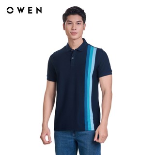 OWEN - Áo polo ngắn tay Body Fit APV233208 màu Navy xanh đậm chất liệu CVC Spandex