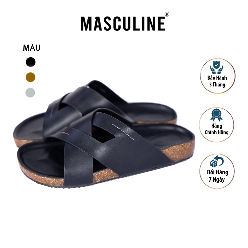 Dép nam trẻ cao cấp MASCULINE MCT519 - Dép da quai đan chéo lịch lãm , sang trọng, tinh tế