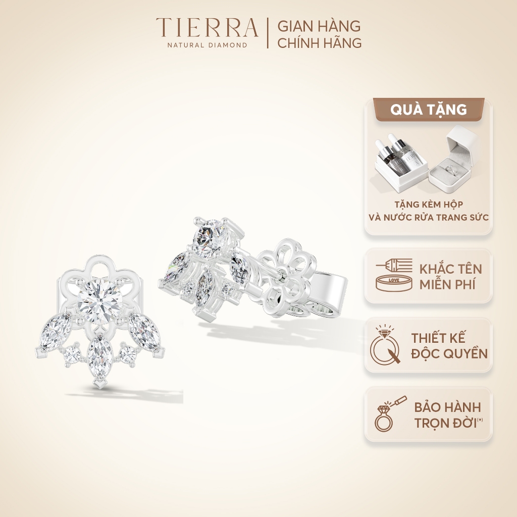 [CHAT TRƯỚC KHI ĐẶT] Bông Tai Tierra FBT0002 Vàng 10K, Đính Đá CZ, Thiết Kế Kiểu Dáng Đính Đá Thanh Lịch