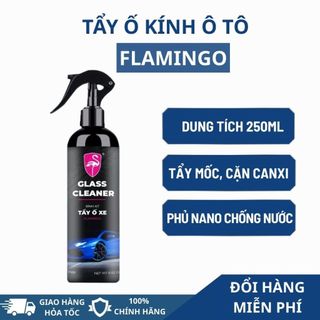Chai xịt tẩy ố kính xe ô tô Flamingo - Làm bóng kính xe, Phủ nano chống bám nước, tẩy cặn canxi, vết ố nước