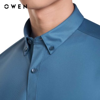 Owen - Áo sơ mi dài tay Slim Fit AS240609D màu Xanh cổ vịt chất liệu Polyester
