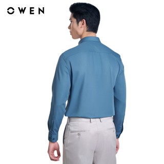Owen - Áo sơ mi dài tay Slim Fit AS240609D màu Xanh cổ vịt chất liệu Polyester