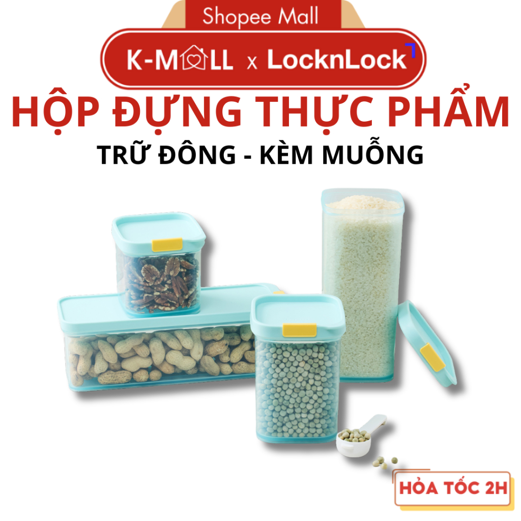 Hộp Trữ Đông Và Đựng Thực Phẩm LocknLock Freezer Fit HFL, Nhiều Dung Tích, Màu Pastel, Kèm Muỗng - K-MALL