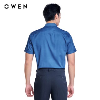 OWEN - Áo sơ mi ngắn tay Slim Fit AS250039N màu Xanh tím than chất liệu Viscose-Polyester