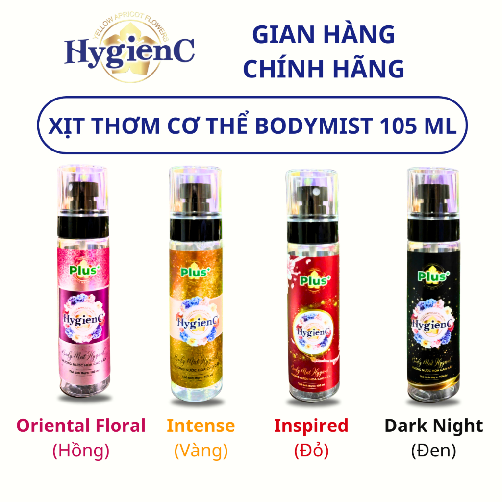 Xịt Thơm Toàn Thân Bodymist Của HygienC Plus 105 ML - Nước Hoa Dành Cho Nam Nữ