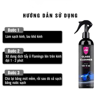 Chai xịt tẩy ố kính xe ô tô Flamingo - Làm bóng kính xe, Phủ nano chống bám nước, tẩy cặn canxi, vết ố nước
