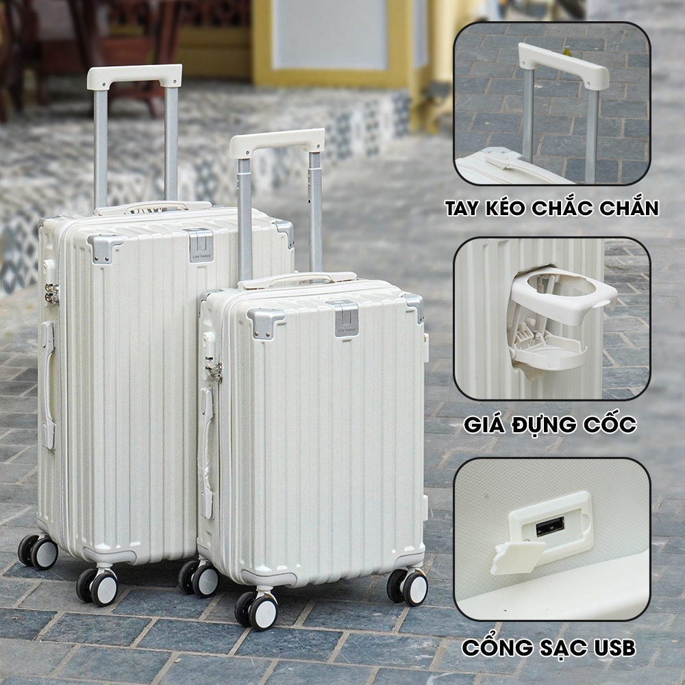 [Peinn]Vali kéo du lịch thời trang SUNNY SV15/CHOCO tích hợp nhiều tính năng (size 20/24/28)