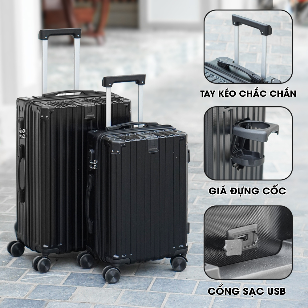 [Peinn]Vali kéo du lịch thời trang SUNNY SV15/CHOCO tích hợp nhiều tính năng (size 20/24/28)