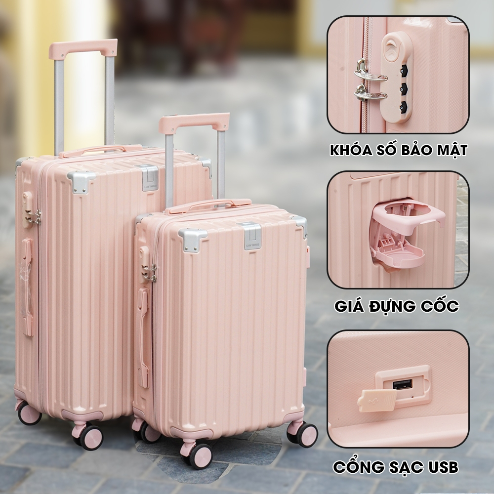 [Peinn]Vali kéo du lịch thời trang SUNNY SV15/CHOCO tích hợp nhiều tính năng (size 20/24/28)