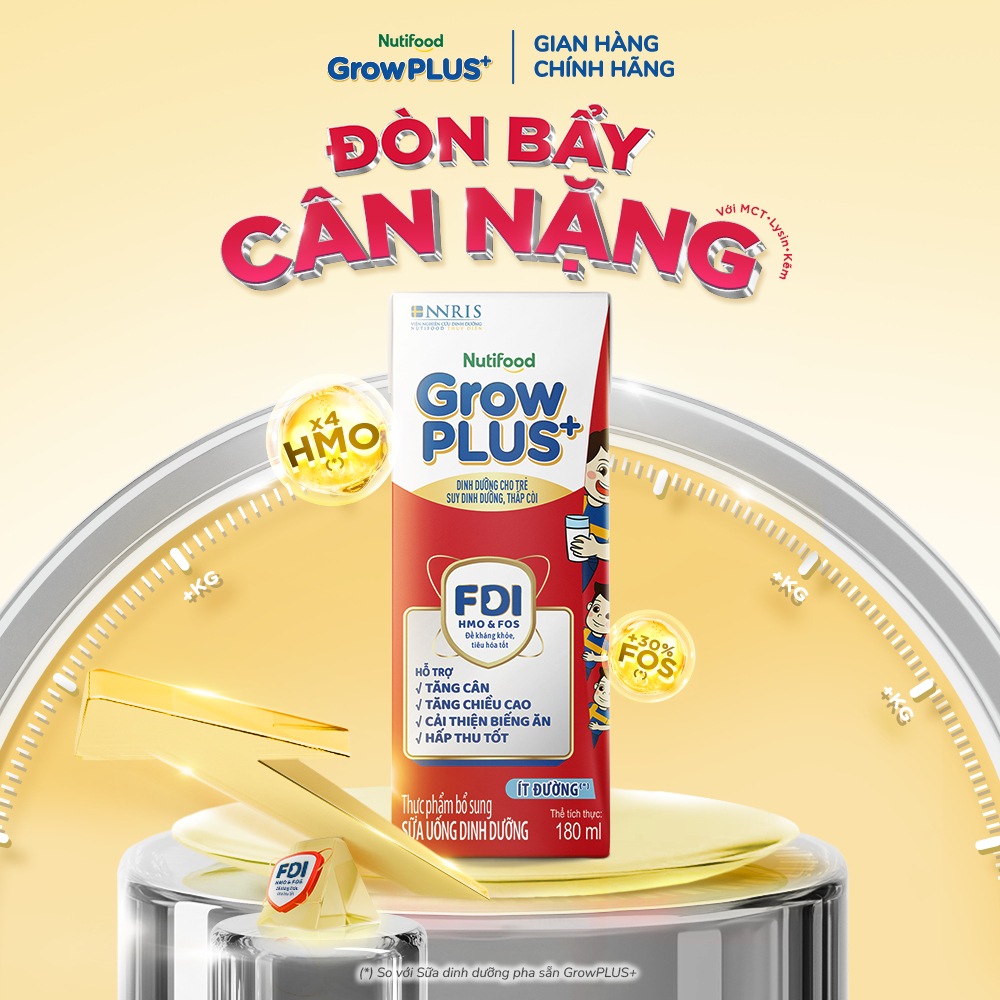 [LIVESTREAM KOL] Thùng SBPS Nutifood GrowPLUS+ ít đường Suy Dinh Dưỡng (48 x 180ml) (Bao bì tùy lô hàng)