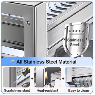 GSlife Kệ Bát Đĩa Inox 304 1/2 Tầng Để Trên Bồn Rửa - Kệ Đựng Bát Đa Năng Có Giá Đũa, Cài Dao Thớt