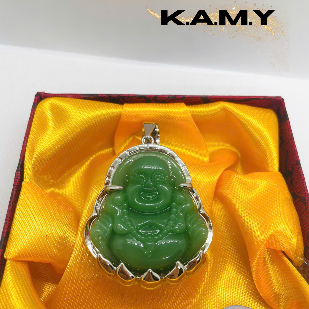 Mặt Dây Chuyền Phật Di Lặc Đá Xanh Ngọc May Mắn Bình An – Trang Sức Phong Thủy Nam Nữ