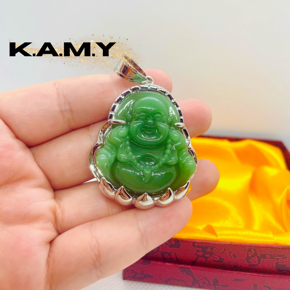Mặt Dây Chuyền Phật Di Lặc Đá Xanh Ngọc May Mắn Bình An – Trang Sức Phong Thủy Nam Nữ