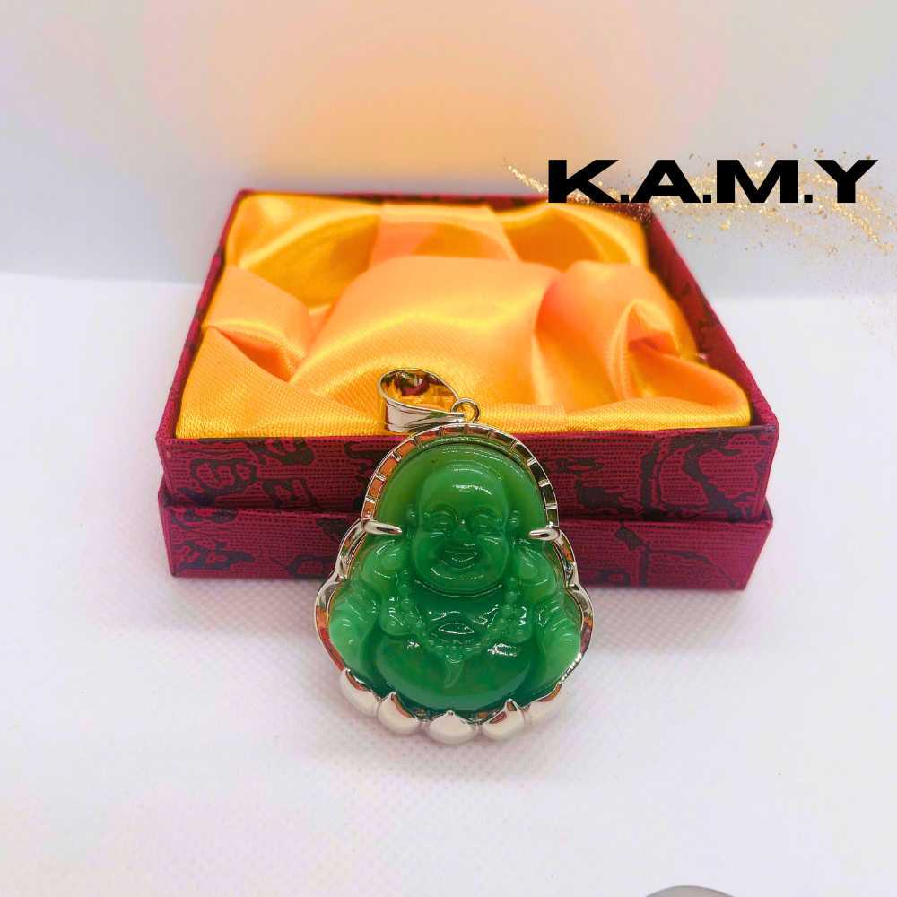 Mặt Dây Chuyền Phật Di Lặc Đá Xanh Ngọc May Mắn Bình An – Trang Sức Phong Thủy Nam Nữ