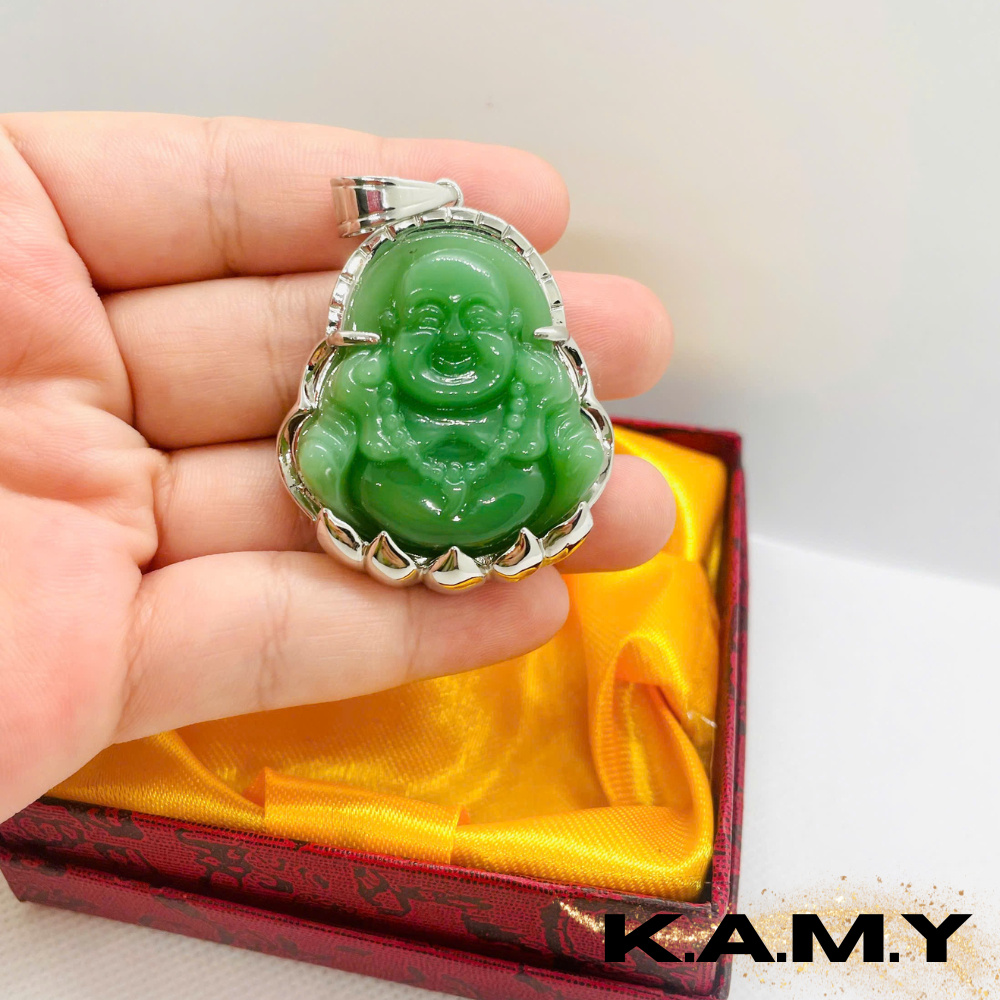 Mặt Dây Chuyền Phật Di Lặc Đá Xanh Ngọc May Mắn Bình An – Trang Sức Phong Thủy Nam Nữ
