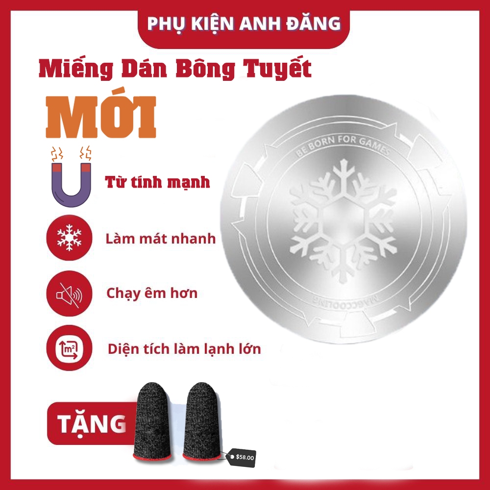 Miếng Dán Từ Tính Magsafe Bông Tuyết Bạc, Tấm Từ Tính Sò Lạnh Quạt Tản Nhiệt Dùng Cho Điện Thoại Ipad