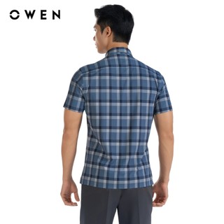 Owen - Áo sơ mi ngắn tay Body Fit AB250049NT màu Xanh cổ vịt chất liệu Knit