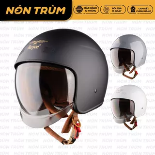 Mũ bảo hiểm 3/4 kính âm Royce Xh26 phiên bản lót nâu phù hợp nam nữ đi xe máy M L XL chính hãng