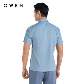 Owen - Áo sơ mi ngắn tay Body Fit AB250056NT màu Xanh đậm chất liệu Bamboo spandex