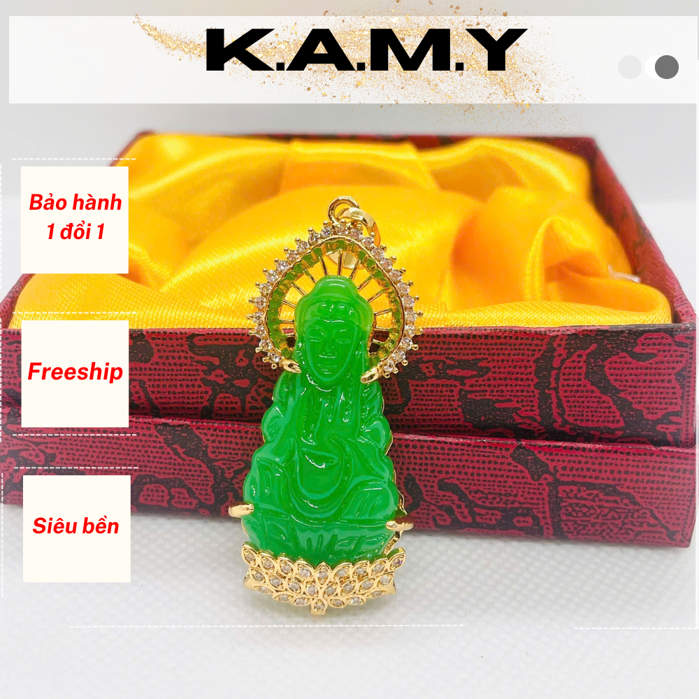 Mặt Dây Chuyền Phật Quan Âm Đá Xanh Ngọc Phong Thủy Bình An – Trang Sức May Mắn Cho Nam Nữ