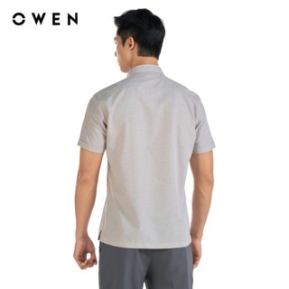 Owen - Áo sơ mi ngắn tay Body Fit AB250078NT màu Nâu nhạt chất liệu Bamboo linen