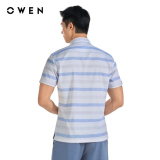 Owen - Áo sơ mi ngắn tay Body Fit AB250115NT màu Xanh chất liệu Bamboo spandex