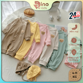 Body gấu dài tay thu đông cho bé 4-11kg. Bộ đồ dài cho bé trai, bé gái mặc ngủ, giữ ấm. Dino Kids