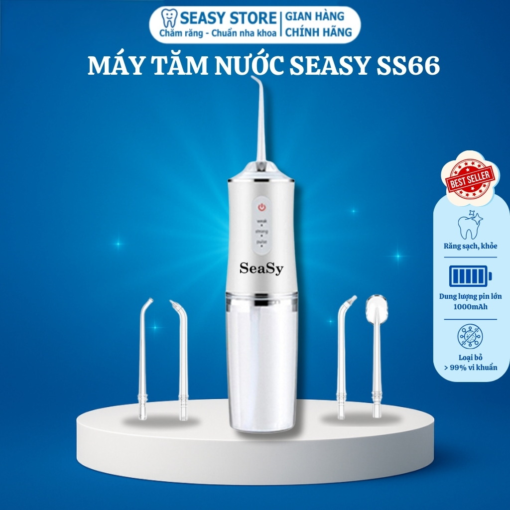 Máy tăm nước cầm tay mini SeaSy SS66 với 3 chế độ giúp vệ sinh răng ...