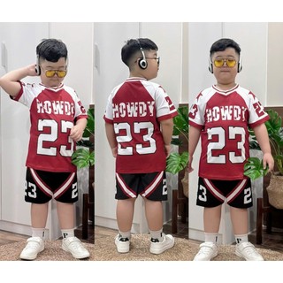 Đồ bộ mặc nhà cho bé trai cổ tim Ann's Kids thun lạnh in 3D in họa tiết thời trang thể thao đẹp