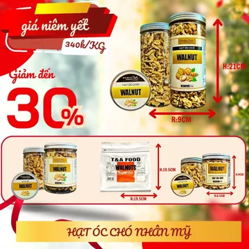 Hạt Óc Chó Nhân Mỹ 500Gr loại 1 cao cấp hạt óc chó không vỏ nguyên vị chế độ ăn thô - CHỢ HẠT T&A